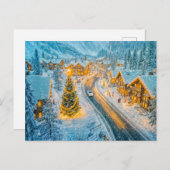Winter Mountain Village met kerstdecoraties Feestdagenkaart (Voorkant / Achterkant)