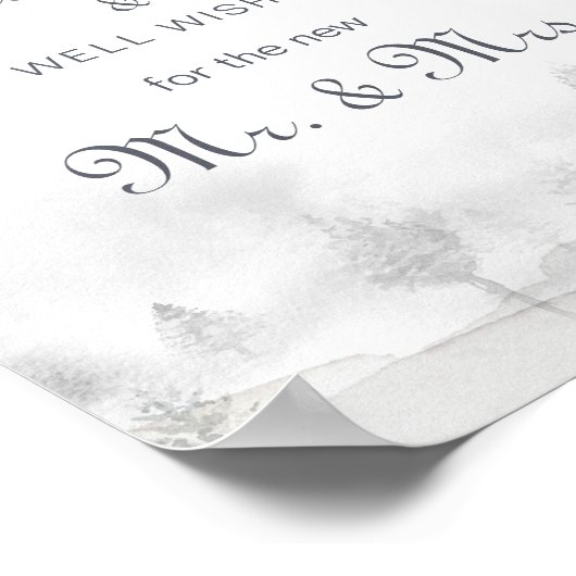 Winter Mountain Wedding Advice and Well Wishes Poster (Hoek)