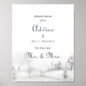 Winter Mountain Wedding Advice and Well Wishes Poster (Voorkant)