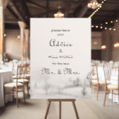 Winter Mountain Wedding Advice and Well Wishes Poster