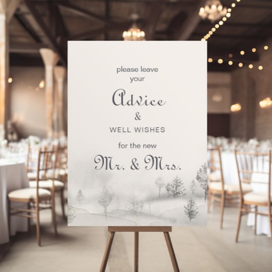 Winter Mountain Wedding Advice and Well Wishes Poster