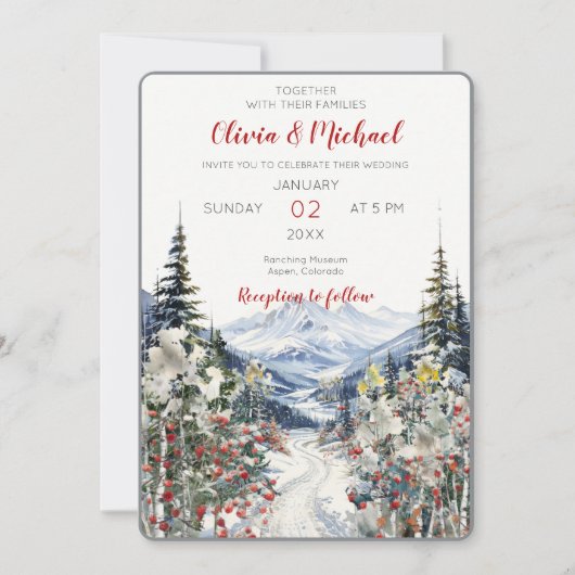 Winter Mountain Wedding Kaart (Voorkant)
