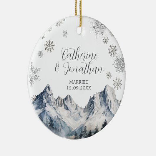 Winter Mountain Wedding Ornament Gift Snowflakes (Rechts)