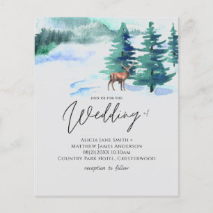 Winter Mountain Wedding Pine Trees Stag Handritten