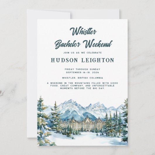 Winter Mountain | Whistler Bachelor Weekend Kaart (Voorkant)