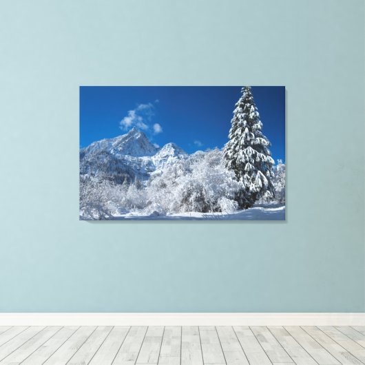 Winter Mountain Wonderland Canvas Afdruk (Insitu (Houten vloer))