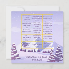Winter Mountains Bachelorette Party Bingo Game Bedankkaart