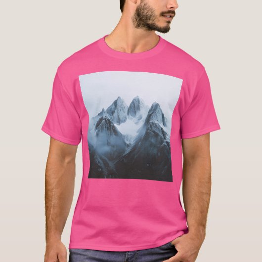 Winter Mountains Landschap Bergen Muur Art Acti T-shirt (Voorkant)