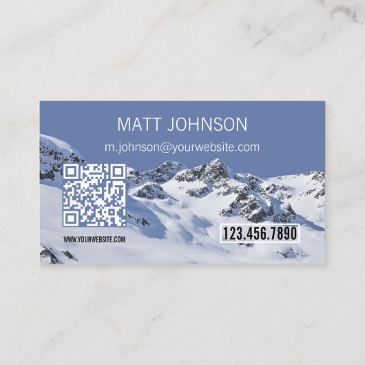 Winter Mountains Ski Instructor Visitekaartje (Achterkant)