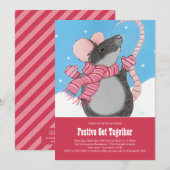 Winter Mouse Festive Haal samen uitnodigingen (Voorkant / Achterkant)