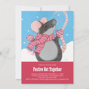 Winter Mouse Festive Haal samen uitnodigingen
