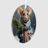 Winter Mouse Kerst Ornament - aangepaste tekst (voorkant)