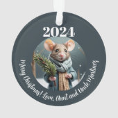 Winter Mouse Kerst Ornament - aangepaste tekst (achterkant)