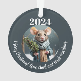 Winter Mouse Kerst Ornament - aangepaste tekst