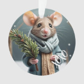 Winter Mouse Kerst Ornament - aangepaste tekst (voorkant)