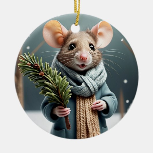 Winter Mouse Paar Kerstboom Ornament (Voorkant)