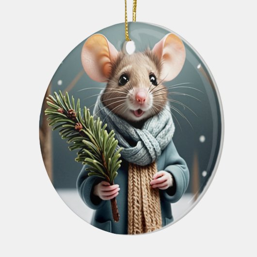 Winter Mouse Paar Kerstboom Ornament (Links)