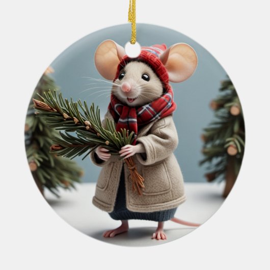 Winter Mouse Paar Kerstboom Ornament (Achterkant)
