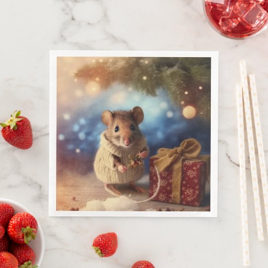Winter Mouse ter versiering van de kerstboom Napki Servet (Insitu)