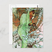 Winter, Mucha Briefkaart (Voorkant / Achterkant)