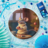 Winter Muis met kop Papieren Bordje (Feest)