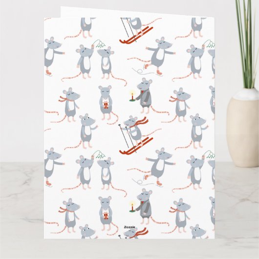 Winter Muizen Kerstvakantie Kaart (Achterkant)