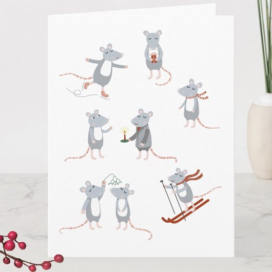 Winter Muizen Kerstvakantie Kaart