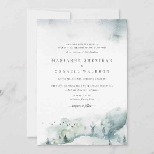 Winter Mystère I Formal Wedding Invitation Kaart (Voorkant)