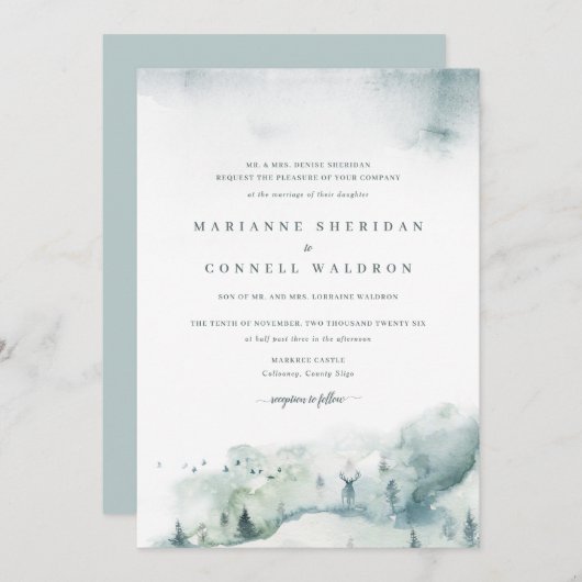 Winter Mystère I Formal Wedding Invitation Kaart (Voorkant / Achterkant)