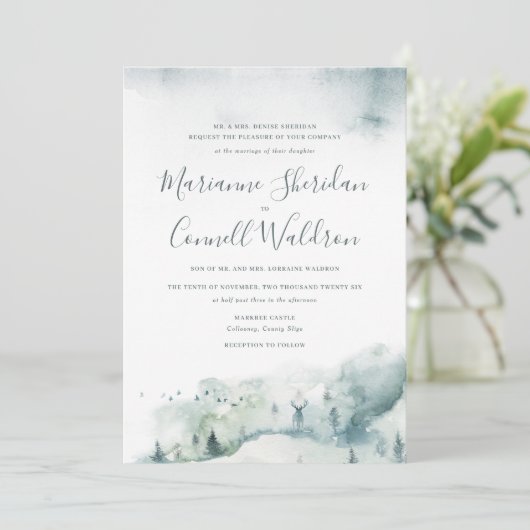 Winter Mystère II Formeel Huwelijksuitnodiging Sch Kaart (Staand voorkant)