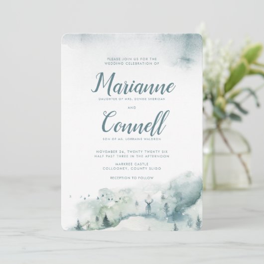 Winter Mystère III Informal Script Weddenschap Kaart (Staand voorkant)