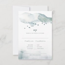 Winter Mysterie Bruiloft RSVP+MAALTijd Reactie Kaart