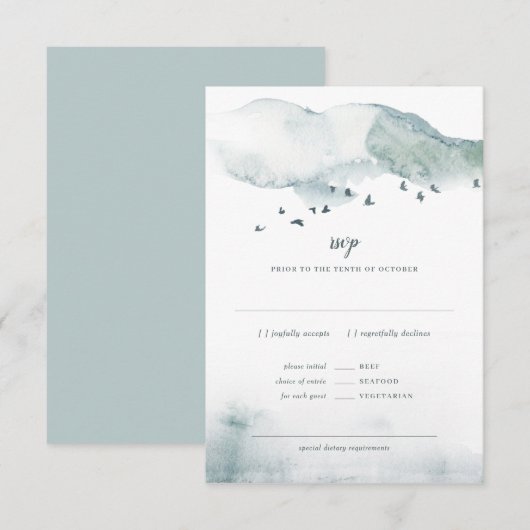 Winter Mysterie Bruiloft RSVP+MAALTijd Reactie Kaart (Voorkant / Achterkant)