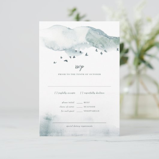 Winter Mysterie Bruiloft RSVP+MAALTIJD Response Kaart (Staand voorkant)