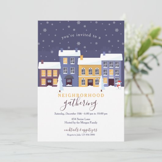 Winter Nabuurschapsuitnodiging Kaart (Staand voorkant)