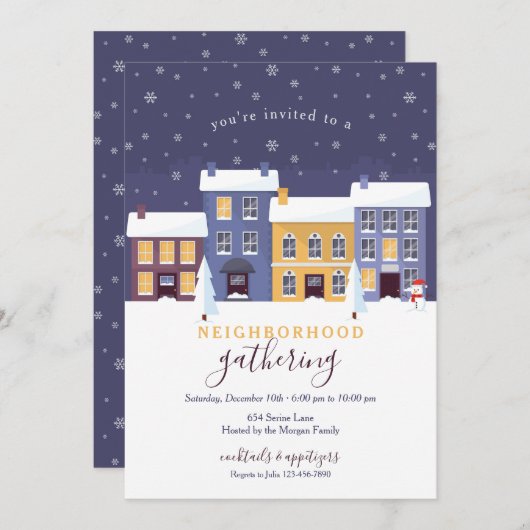Winter Nabuurschapsuitnodiging Kaart (Voorkant / Achterkant)