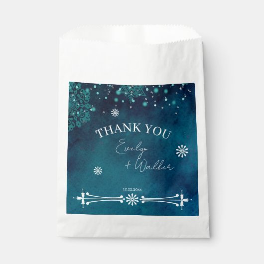 Winter nacht bruiloft dank u bedankzakje (Voorkant)