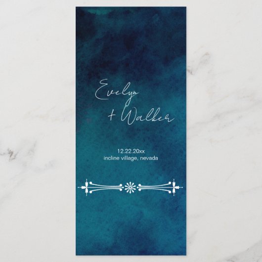 Winter nacht bruiloft menu (Achterkant)