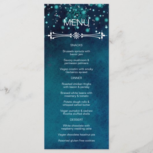 Winter nacht bruiloft menu (Voorkant)