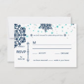 Winter nacht bruiloft RSVP kaartje (Voorkant)