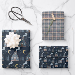 Winter Nacht Kerstmis Inpakpapier Vel