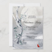 Winter Nacht Landschap & Kardinalen Kerstfeest Kaart (Voorkant)