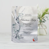 Winter Nacht Landschap & Kardinalen Kerstfeest Kaart (Staand voorkant)