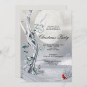 Winter Nacht Landschap & Kardinalen Kerstfeest Kaart (Voorkant / Achterkant)