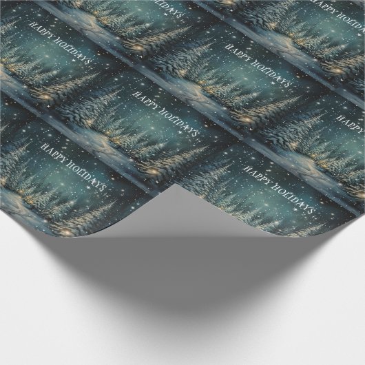 Winter Nachtbos Cadeaupapier (Hoek)