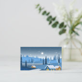 Winter nachtscène met bomen informatiekaartje (Staand voorkant)