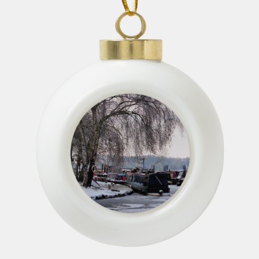 WINTER NARROWBOATS KERAMISCHE BAL ORNAMENT (Voorkant)