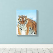 Winter Natuur Foto Tijger Sneeuwbergen Canvas Afdruk (Insitu (Houten vloer))