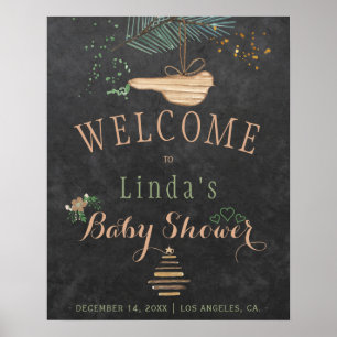 Winter natuur krijtbord aquarel babyshower poster