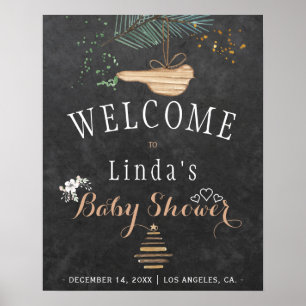 Winter natuur krijtbord aquarel babyshower poster